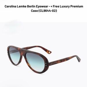 Carolina Lemke Tortoiseshell Aviator Sunglasses with Blue Gradient Lens